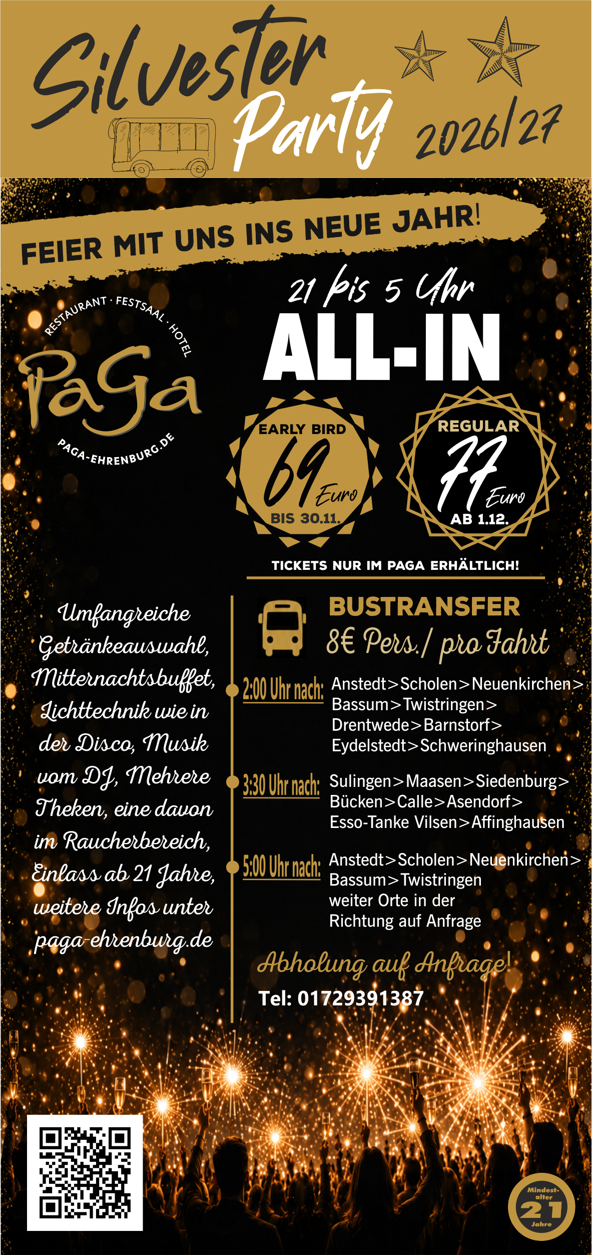Silvester Flyer 26-27 neu Silvester im PaGa; Twistringen; Bassum; Sulingen; Ehrenburg; Diepholz